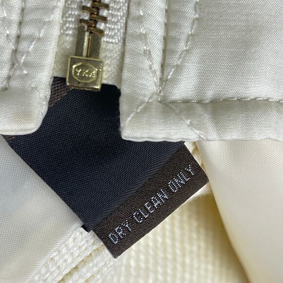 J. McLaughlin Cream Silk Quilted Full Zip Jacket Knit Sleeves Women's Size Large - Picture 8 of 8